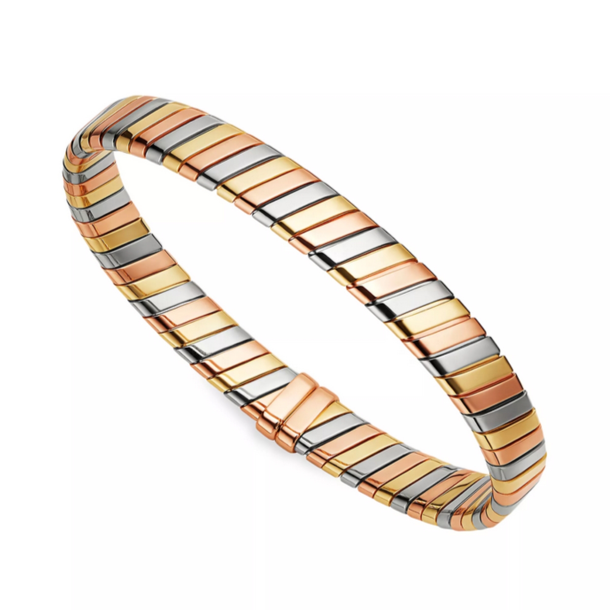 Bvlgari Tubogas 18k Yellow, White & Rose Gold Bracelet