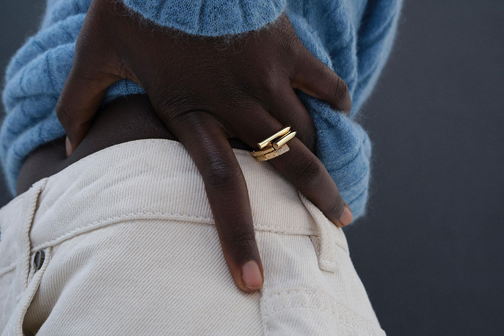 Tabayer Oera Yellow Gold Pave Diamond Ring